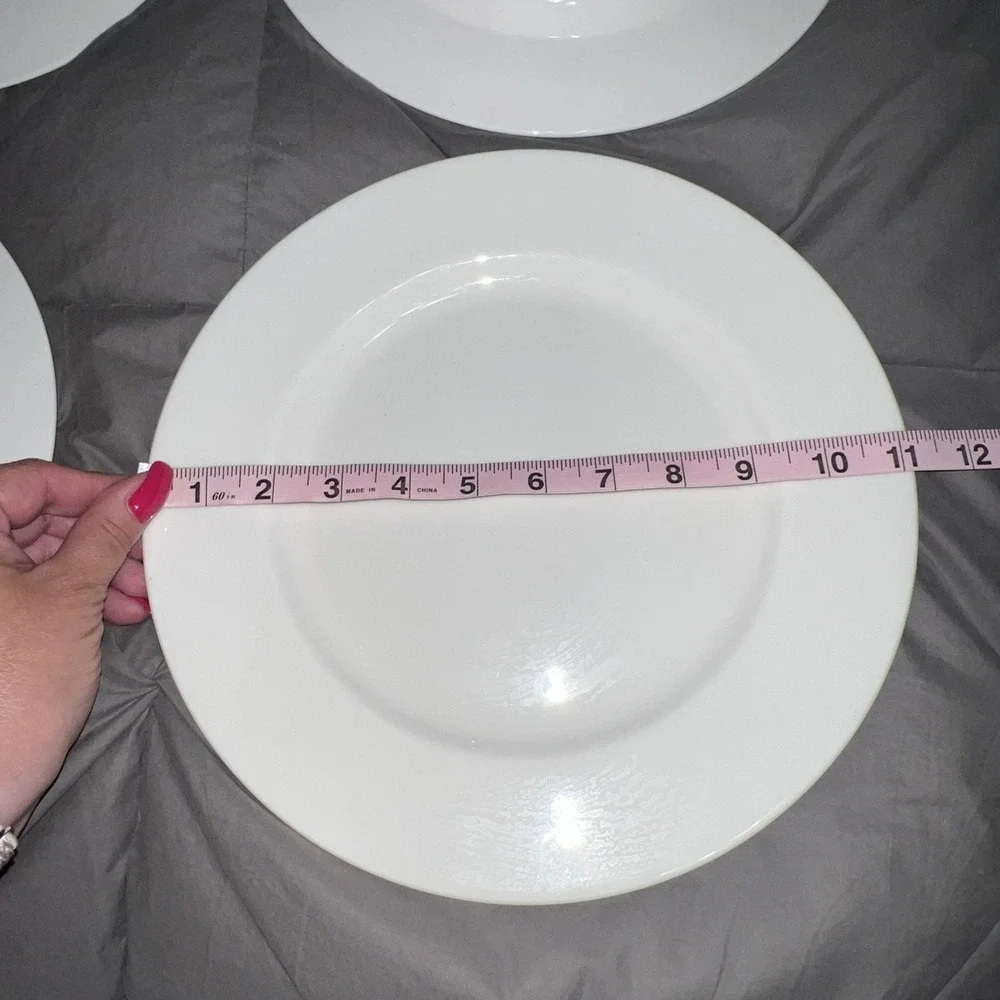 Vtg Set Of 4 Pier 1 New Essentials Classic White Porcelain Dinner Plates  11